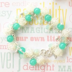 Spring Mint Charm Bracelet — Adjustable Handmade Silver-Plated Charm Bracelet